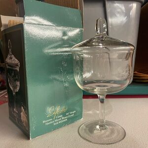 Crystal Clear Stylesetter Blossoms Handcut Blown Crystal Candy Dish 8.5" #203828